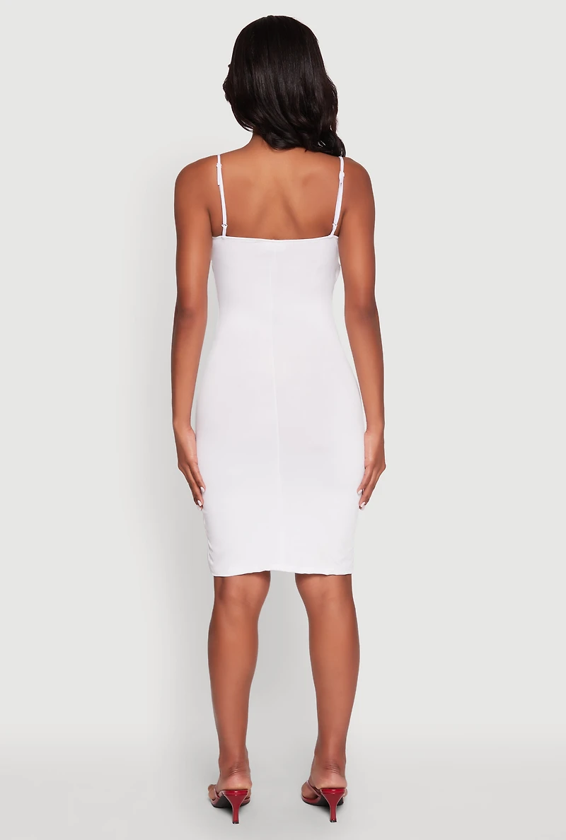 Womens Twist Front Cut Out Dress, White, Size S