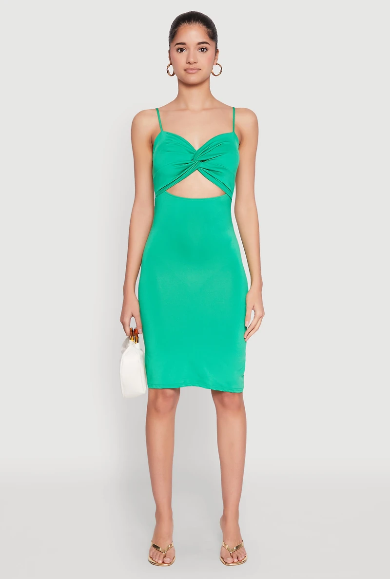 Womens Twist Front Cut Out Dress, L
