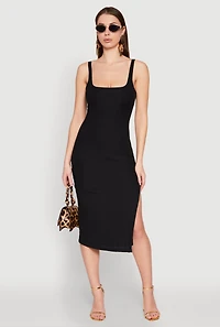 Square Neck Side Slit Tank Dress