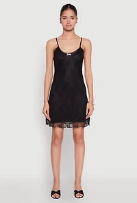Womens Floral Lace Overlay Mini Dress,