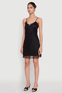 Womens Floral Lace Overlay Mini Dress, Black, Size L