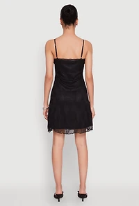 Womens Floral Lace Overlay Mini Dress,