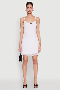 Womens Floral Lace Overlay Mini Dress, White, Size L