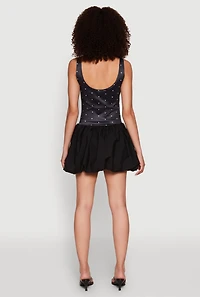 Womens Printed Pattern Bubble Hem Dress, Black,