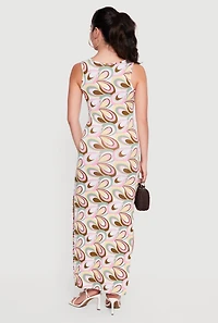 Patterned Side Slit Maxi Tank Dress