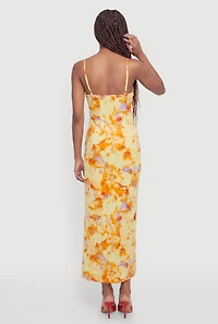 Abstract Print Side Slit Maxi Dress