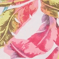 Leaf Print Drawstring Keyhole Detail Side Slit Maxi Dress