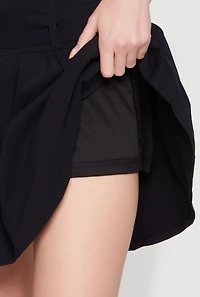 Womens Strapless Double Belted Pleated Skater Dress, Black, Size XL