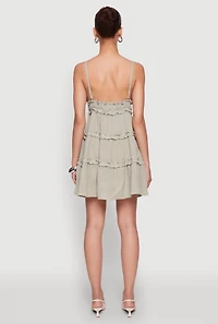 Womens Chic Gauze Knit Sleeveless Tiered Dress,
