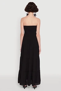 Womens Elegant Strapless Smocked Tiered Dress,