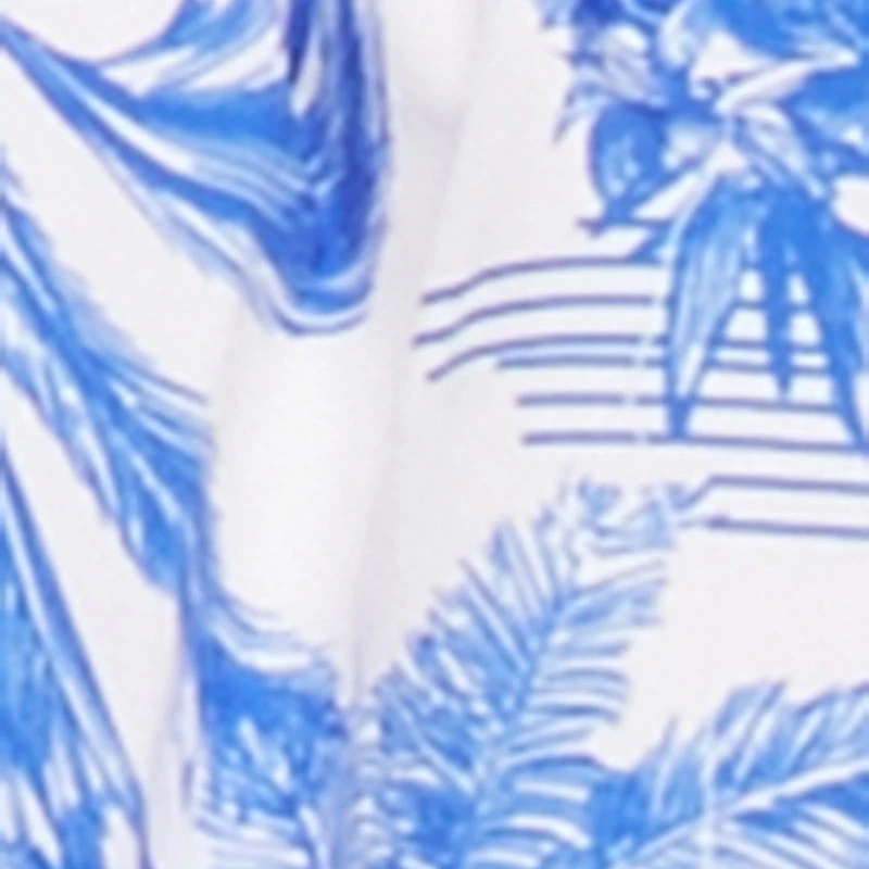 Tropical Toile Print Ruffle Tiered Halter Dress