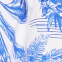 Tropical Toile Print Ruffle Tiered Halter Dress