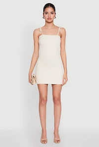 Womens Tie Shoulder Smocked Cami Dress,