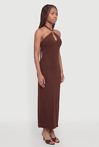 Keyhole Halter Maxi Dress