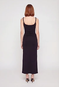 Twisted Strap Sleeveless Ruched Maxi Dress