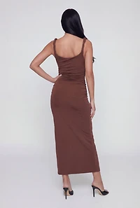 Twisted Strap Sleeveless Ruched Maxi Dress