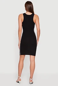 Rib Knit Side Stripe Racerback Tank Dress