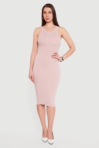 Solid Rib Knit Racerback Tank Dress