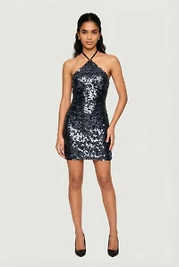 Sequin Halter Mini Dress
