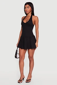 Ponte Halter Mini Skater Dress