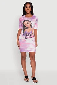 Womens Bossy and Savage Graphic T Shirt Dress, Pink,