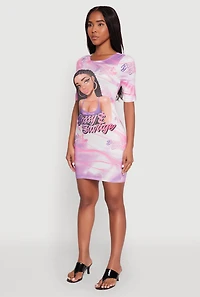 Womens Bossy and Savage Graphic T Shirt Dress, Pink,