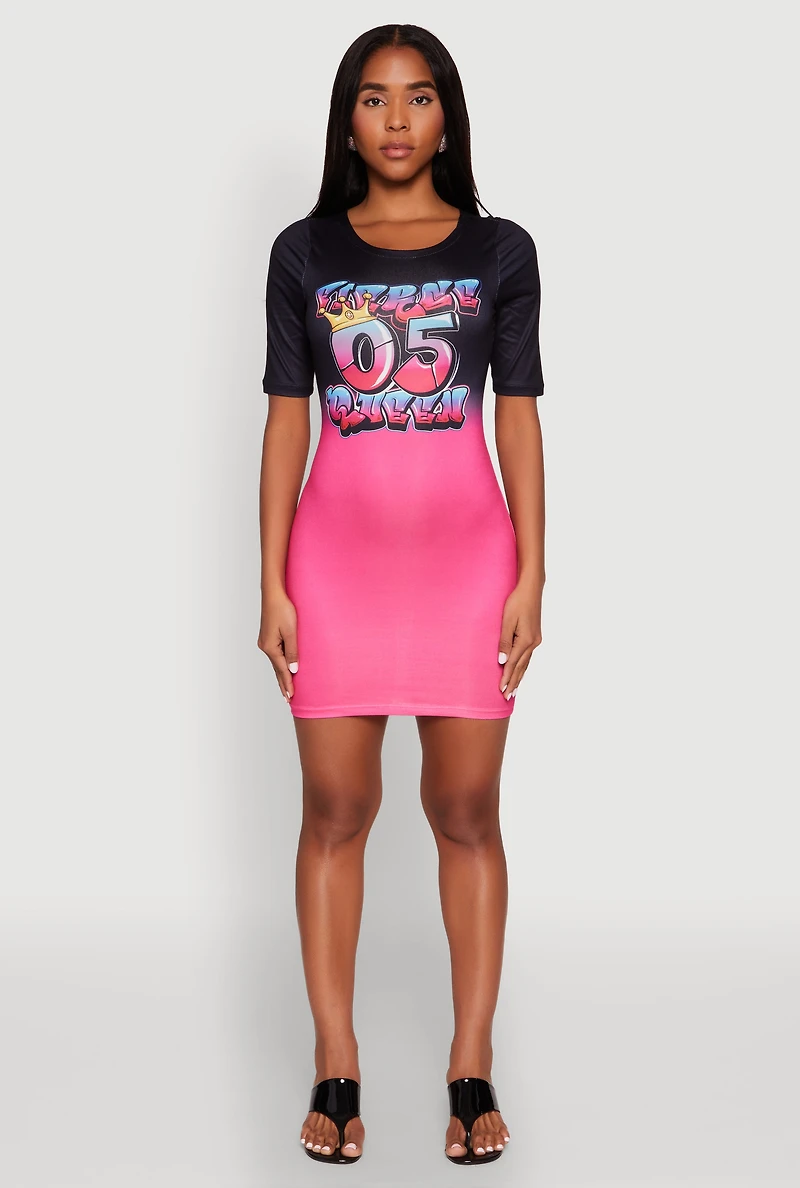 Womens Fierce 05 Queen T Shirt Dress, Multi, Size L