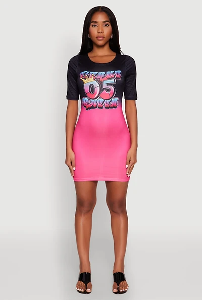 Womens Fierce 05 Queen T Shirt Dress, Multi, Size L