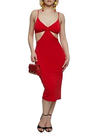 Split Hem Cut Out Midi Dress