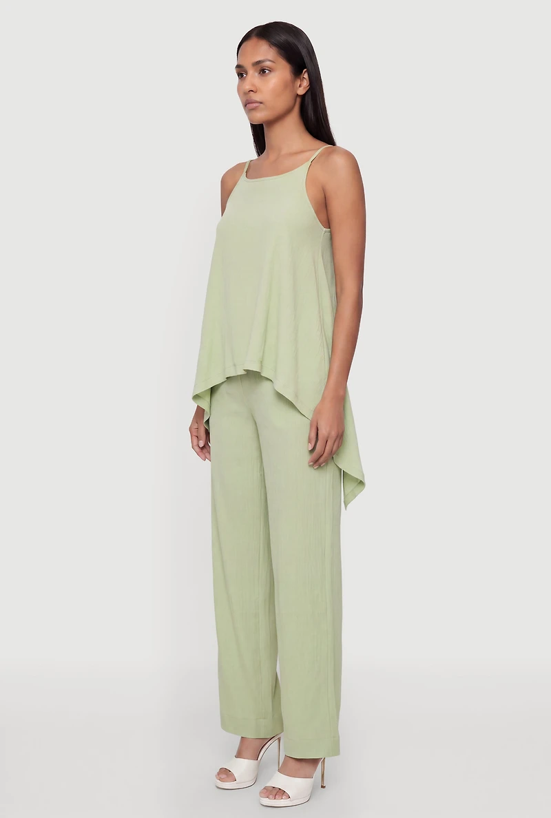 Tie Back High Low Cami and Pants Set
