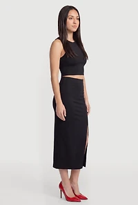 Sleeveless Crop Top and Midi Skirt Set