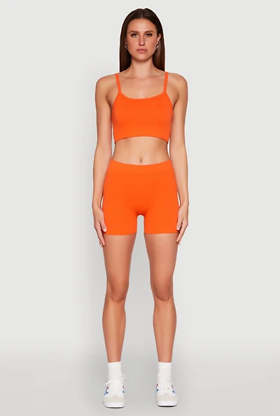 Rib Knit Crop Top and Biker Shorts