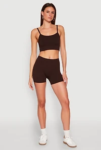 Womens Seamless Cropped Cami and Shorts Set, L-XL
