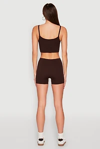 Womens Seamless Cropped Cami and Shorts Set, L-XL