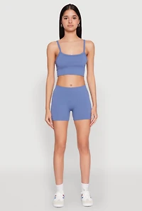 Womens Seamless Cropped Cami and Shorts Set,