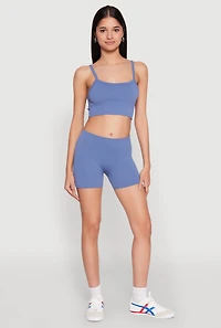 Womens Seamless Cropped Cami and Shorts Set,