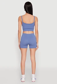 Womens Seamless Cropped Cami and Shorts Set,