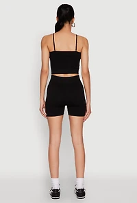 Womens Seamless Cropped Cami and Biker Shorts Set,