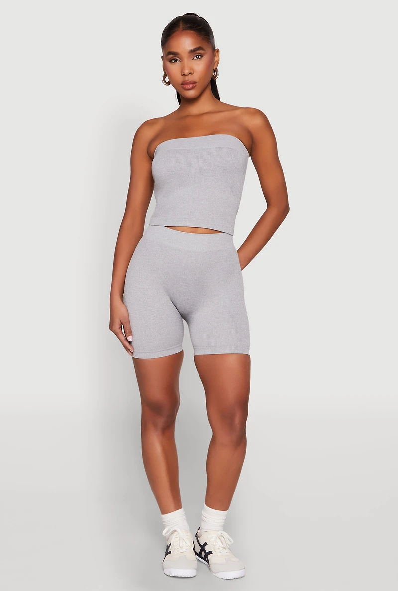Compression Rib Seamless Tube Top and Shorts