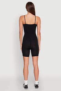Womens Seamless Textured Knit Cropped Cami and Bike Shorts,