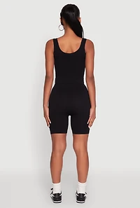 Womens Seamless Textured Knit Tank Top and Biker Shorts,