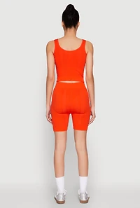 Seamless Textured Knit Tank Top and Biker Shorts