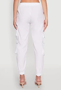 Womens Reflective Trim Cargo Pocket Joggers, White, Size S