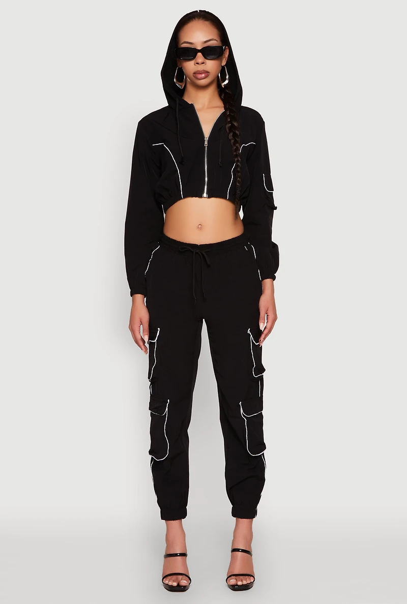 Reflective Trim Cropped Windbreaker