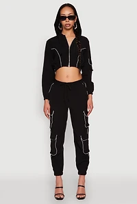 Reflective Trim Cropped Windbreaker