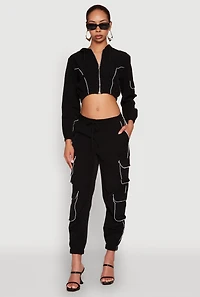 Reflective Trim Cropped Windbreaker
