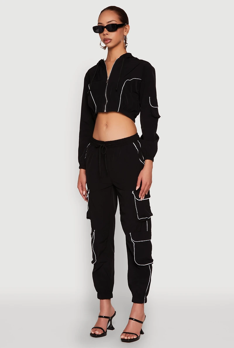 Reflective Trim Cropped Windbreaker