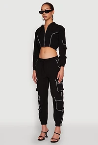 Reflective Trim Cropped Windbreaker