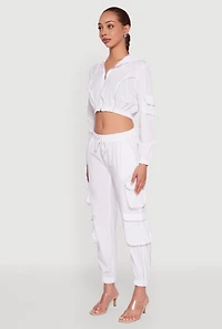 Womens Reflective Trim Cropped Windbreaker, White, Size M