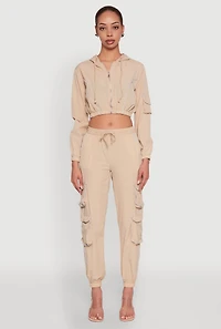 Womens Reflective Trim Cropped Windbreaker, Beige, Size S